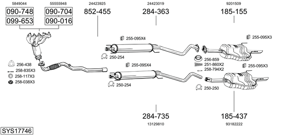 Sistema de gases de escape Vauxhall ASTRA Mk IV Coupe