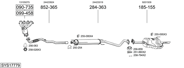 Sistema de gases de escape Vauxhall ASTRA Mk IV Convertible