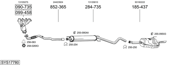 Sistema de gases de escape Vauxhall ASTRA Mk IV Convertible