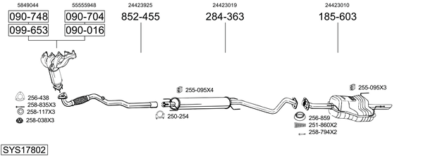 Sistema de gases de escape Vauxhall ASTRA Mk IV Saloon