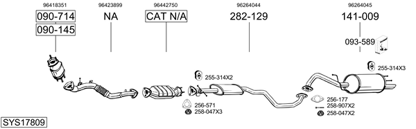 Sistema de gases de escape Chevrolet REZZO MPV