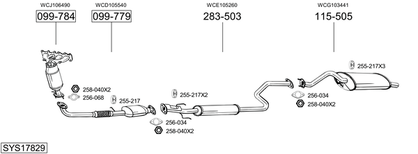 Sistema de gases de escape BOSAL SYS17829