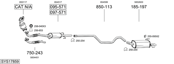 Sistema de gases de escape Opel ZAFIRA B Box Body/MPV