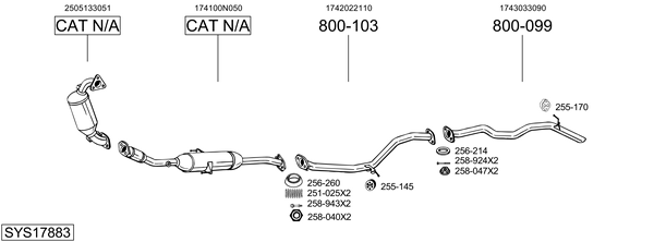 Sistema de gases de escape Toyota AURIS Hatchback Van