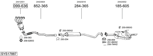 Sistema de gases de escape Vauxhall ASTRA Mk IV Saloon