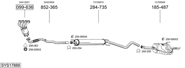 Sistema de gases de escape Vauxhall ASTRA Mk IV Saloon