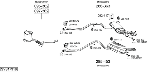 Sistema de gases de escape Vw TIGUAN