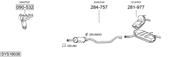 Sistema de gases de escape Vauxhall VECTRA Mk II Estate
