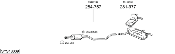 Sistema de gases de escape Vauxhall VECTRA Mk II Estate