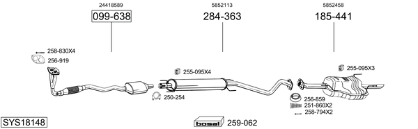 Sistema de gases de escape Opel ASTRA G Estate