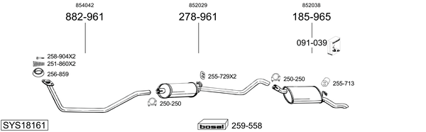 Sistema de gases de escape Opel CORSA A Hatchback Van