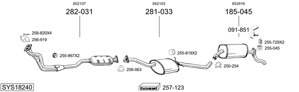 Sistema de gases de escape BOSAL SYS18240