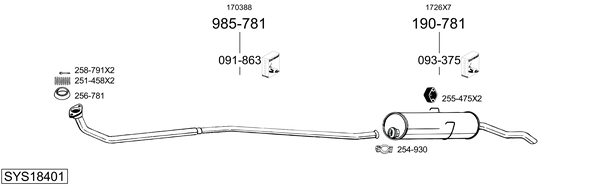Sistema de gases de escape BOSAL SYS18401