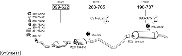 Sistema de gases de escape Peugeot 405 I