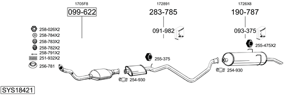 Sistema de gases de escape Peugeot 405 I Break