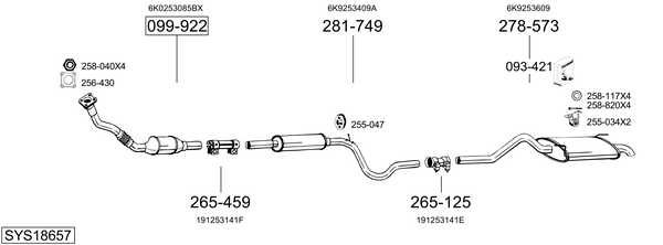 Sistema de gases de escape Vw CADDY II MPV
