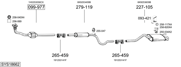 Sistema de gases de escape Vw CADDY II Box Body/MPV