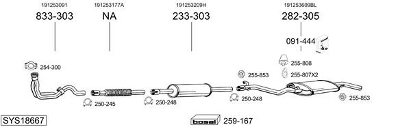 Sistema de gases de escape Vw GOLF II