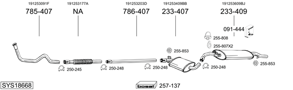Sistema de gases de escape Vw GOLF II