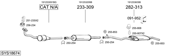 Sistema de gases de escape Vw GOLF II Van