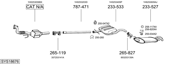 Sistema de gases de escape Vw GOLF III Cabriolet