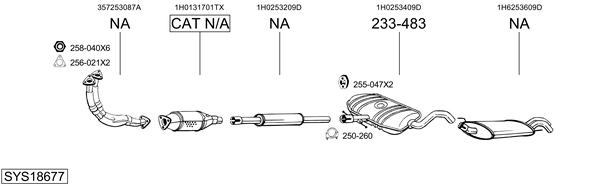 Sistema de gases de escape Vw GOLF III