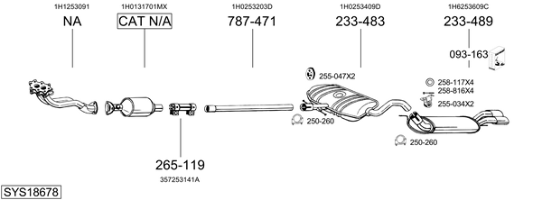 Sistema de gases de escape Vw GOLF III Van