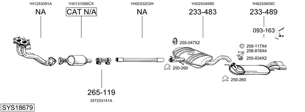 Sistema de gases de escape Vw GOLF III Van