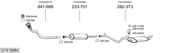 Sistema de gases de escape Vw GOLF III Van