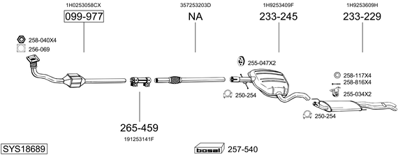 Sistema de gases de escape Vw GOLF Van III Variant