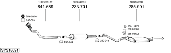 Sistema de gases de escape Vw GOLF Van III Variant