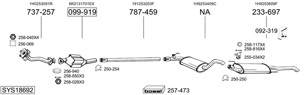 Sistema de gases de escape Vw GOLF Van III Variant