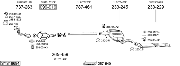 Sistema de gases de escape Vw GOLF Van III Variant