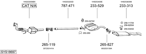 Sistema de gases de escape Vw GOLF Van III Variant