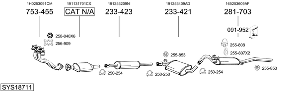 Sistema de gases de escape Vw JETTA II