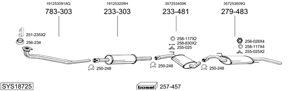 Sistema de gases de escape Vw PASSAT B3/B4 Variant