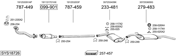 Sistema de gases de escape Vw PASSAT B3/B4 Variant