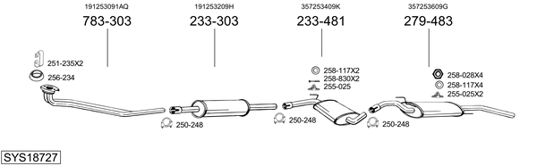 Sistema de gases de escape BOSAL SYS18727