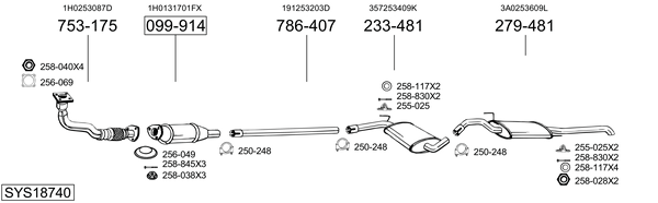 Sistema de gases de escape Vw PASSAT B3/B4