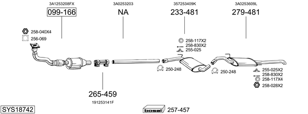 Sistema de gases de escape Vw PASSAT B3/B4