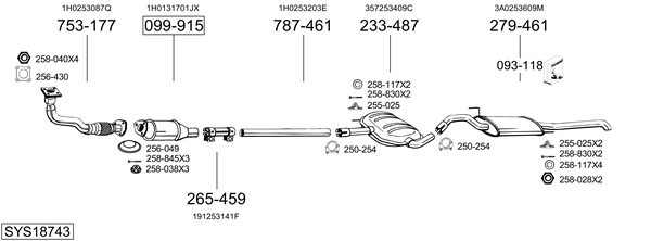 Sistema de gases de escape BOSAL SYS18743