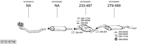 Sistema de gases de escape Vw PASSAT B3/B4 Variant