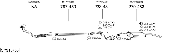 Sistema de gases de escape Vw PASSAT B3/B4 Variant