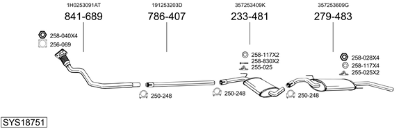 Sistema de gases de escape Vw PASSAT B3/B4 Variant