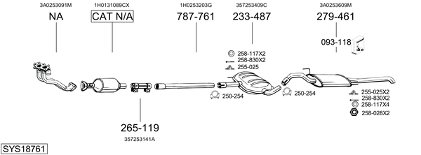 Sistema de gases de escape Vw PASSAT B3/B4
