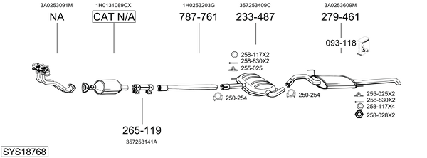 Sistema de gases de escape Vw PASSAT B3/B4