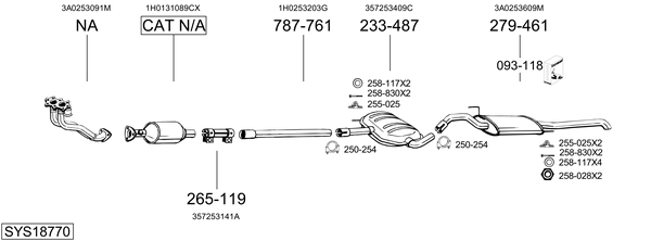 Sistema de gases de escape Vw PASSAT B3/B4 Variant