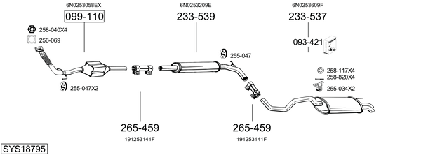 Sistema de gases de escape Vw POLO III