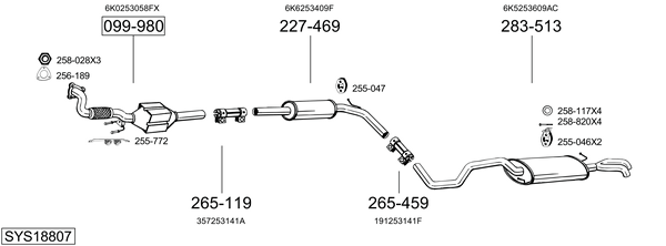 Sistema de gases de escape Vw POLO Variant