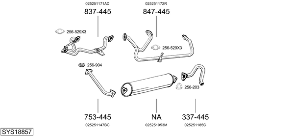 Sistema de gases de escape Vw TRANSPORTER T3 Platform/Chassis